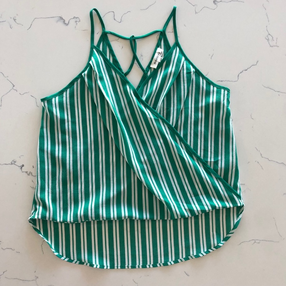 White and green striped tank